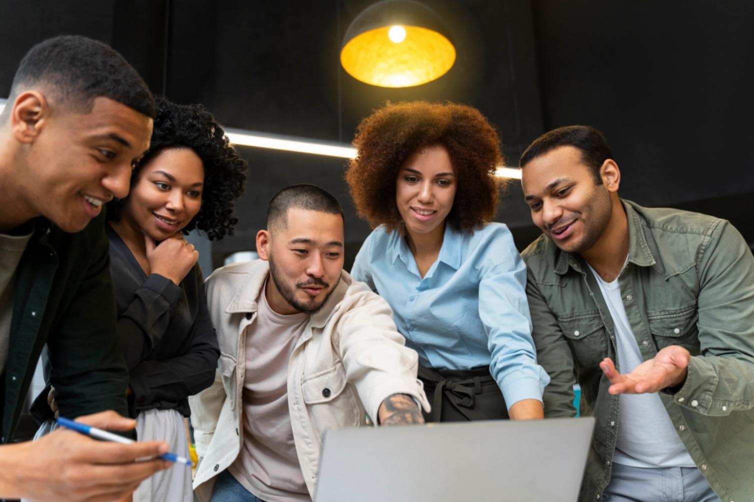 Professional collaboration workspace with financial analysis documents